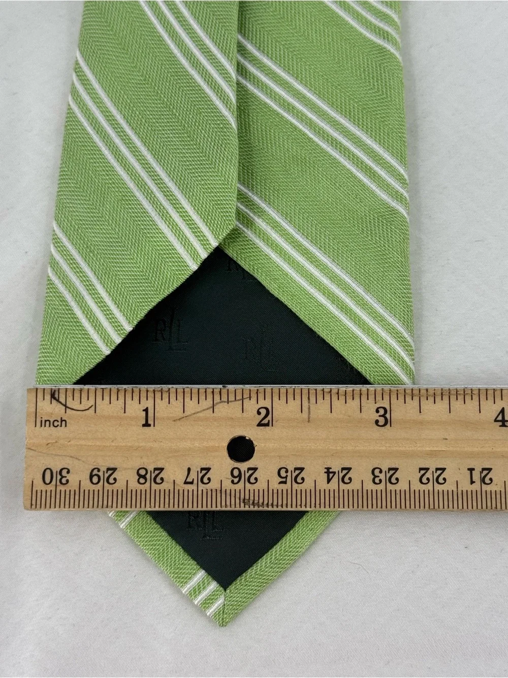 Ralph Lauren Light Green Tie with White Stripes